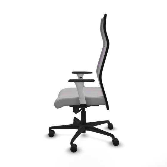 Albacete malla sincro malla negra bali gris claro brazos blancos base nailon ruedas 65 mm nailon