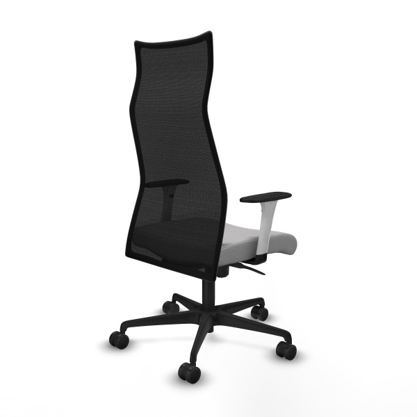 Albacete malla sincro malla negra bali gris claro brazos blancos base nailon ruedas 65 mm nailon