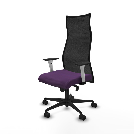Albacete malla sincro malla negra bali morado brazos blancos base nailon ruedas 65 mm nailon