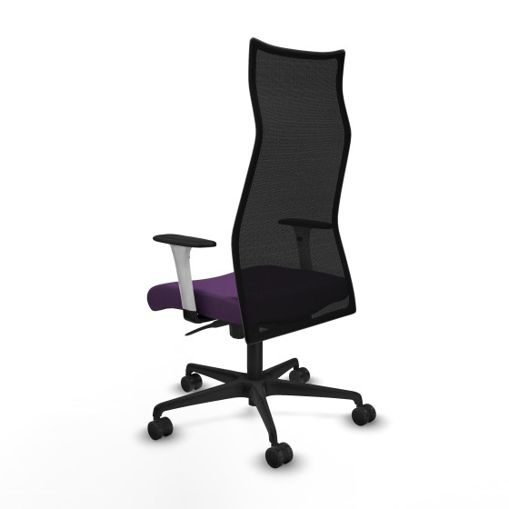 Albacete malla sincro malla negra bali morado brazos blancos base nailon ruedas 65 mm nailon
