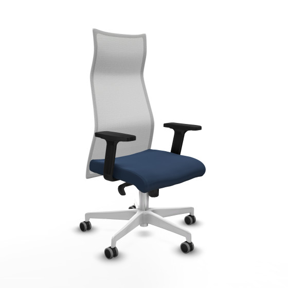 Albacete malla sincro malla blanca similpiel azul marino brazos 2D base blanca ruedas 65mm engomadas