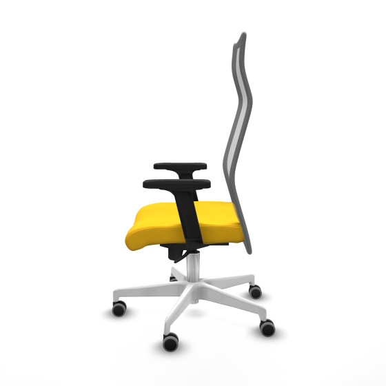 Albacete malla sincro malla gris similpiel amarillo brazos 2D base blanca ruedas 65mm engomadas