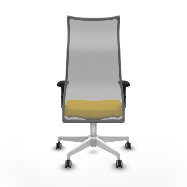 Albacete malla sincro malla gris similpiel amarillo brazos 2D base blanca ruedas 65mm engomadas