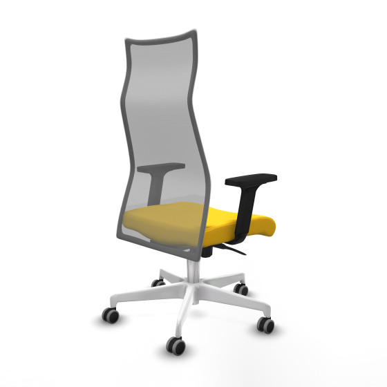 Albacete malla sincro malla gris similpiel amarillo brazos 2D base blanca ruedas 65mm engomadas