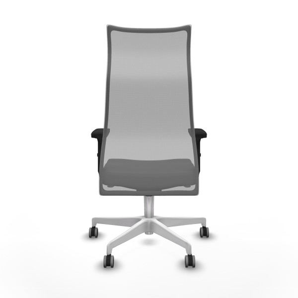 Albacete malla sincro malla gris similpiel gris oscuro brazos 2D base blanca ruedas 65mm engomadas