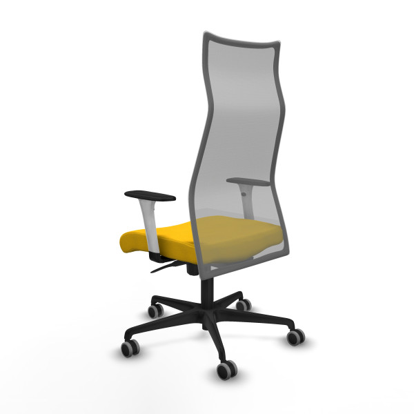 Albacete malla sincro malla gris bali amarillo brazos blancos base nailon ruedas 65mm engomadas