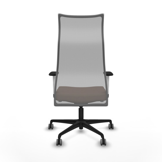 Albacete malla sincro malla gris bali marrón oscuro brazos blancos base nailon ruedas 65mm engomadas