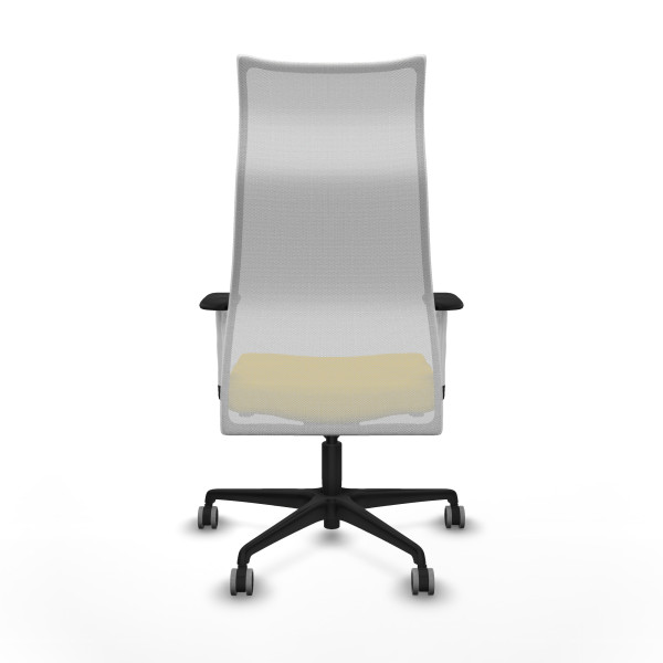 Albacete malla sincro malla blanca bali amarillo brazos blancos base nailon ruedas 65mm engomadas