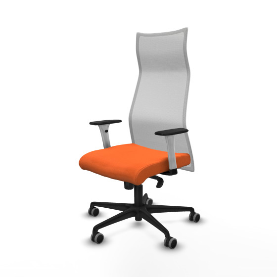 Albacete malla sincro malla blanca bali naranja brazos blancos base nailon ruedas 65mm engomadas