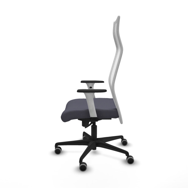 Albacete malla sincro malla blanca bali gris oscuro brazos blancos base nailon ruedas 65mm engomadas