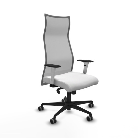 Albacete malla sincro malla gris bali blanco brazos blancos base nailon ruedas 65mm engomadas