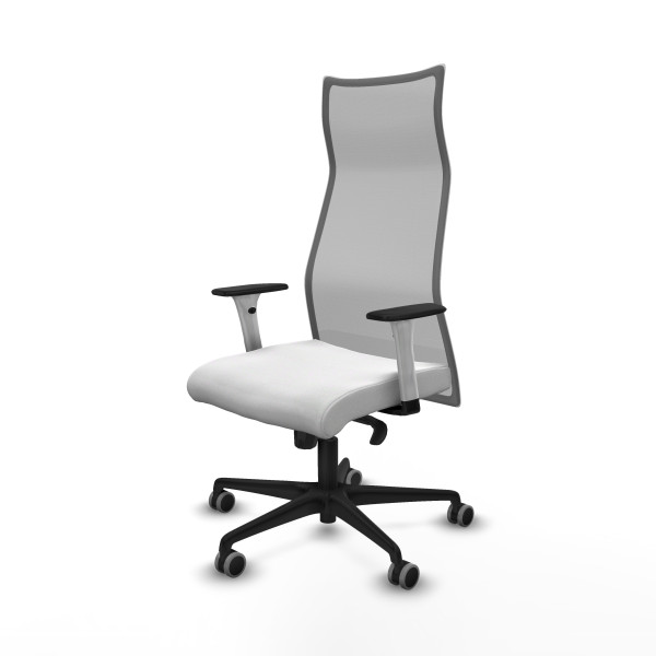 Albacete malla sincro malla gris bali blanco brazos blancos base nailon ruedas 65mm engomadas