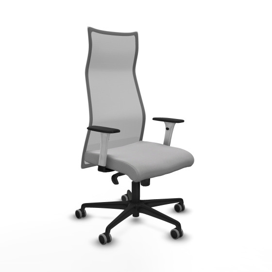 Albacete malla sincro malla gris bali gris claro brazos blancos base nailon ruedas 65mm engomadas