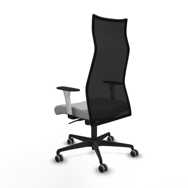 Albacete malla sincro malla negra bali gris claro brazos blancos base nailon ruedas 65mm engomadas