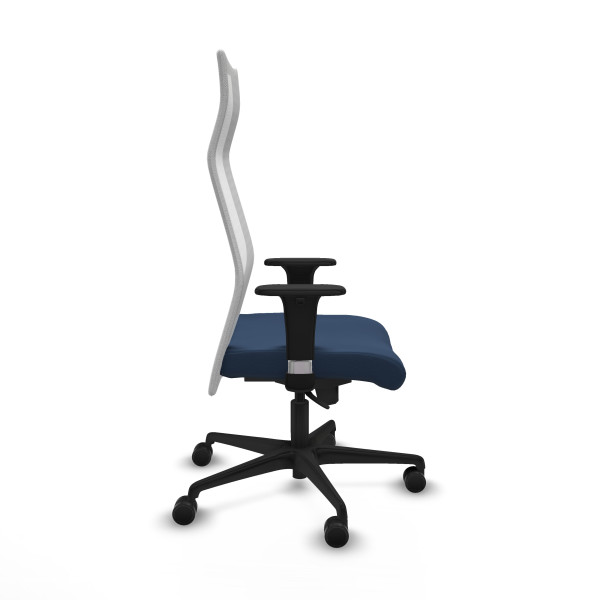 Albacete malla sincro malla blanca similpiel azul marino brazos 1D base nailon ruedas 65 mm nailon