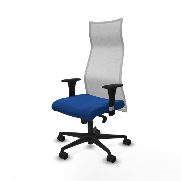Albacete malla sincro malla blanca similpiel azul brazos 1D base nailon ruedas 65 mm nailon