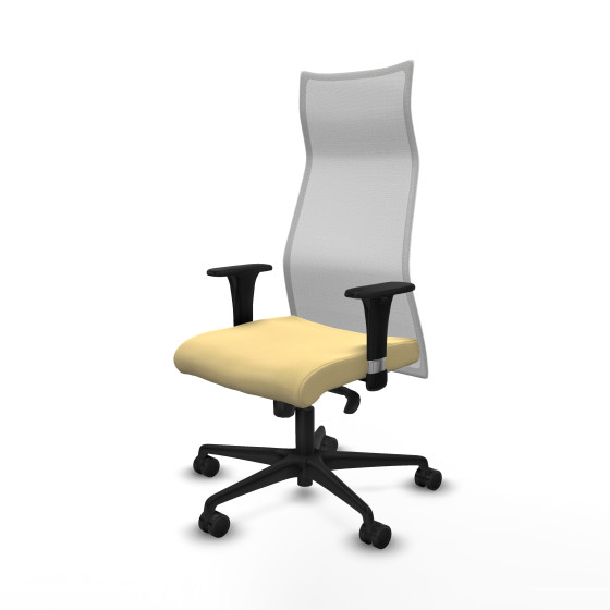 Albacete malla sincro malla blanca similpiel crema brazos 1D base nailon ruedas 65 mm nailon