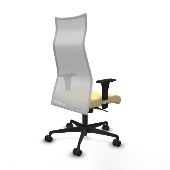 Albacete malla sincro malla blanca similpiel crema brazos 1D base nailon ruedas 65 mm nailon