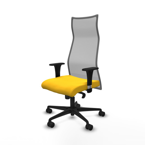 Albacete malla sincro malla gris similpiel amarillo brazos 1D base nailon ruedas 65 mm nailon