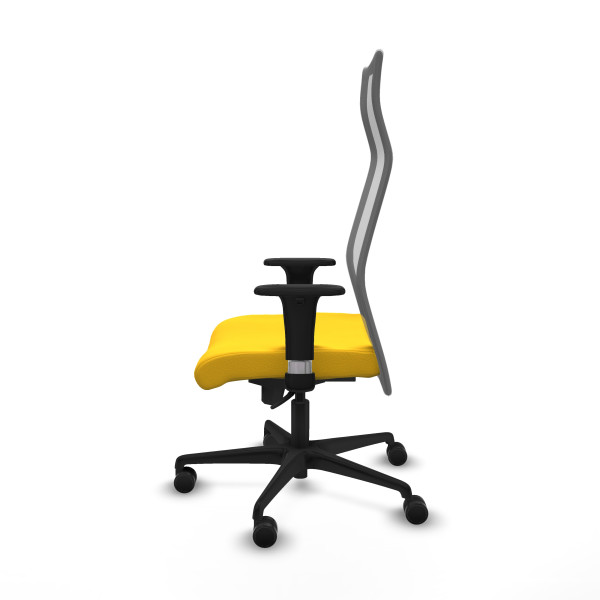 Albacete malla sincro malla gris similpiel amarillo brazos 1D base nailon ruedas 65 mm nailon