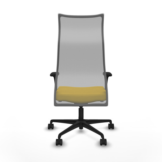 Albacete malla sincro malla gris similpiel amarillo brazos 1D base nailon ruedas 65 mm nailon
