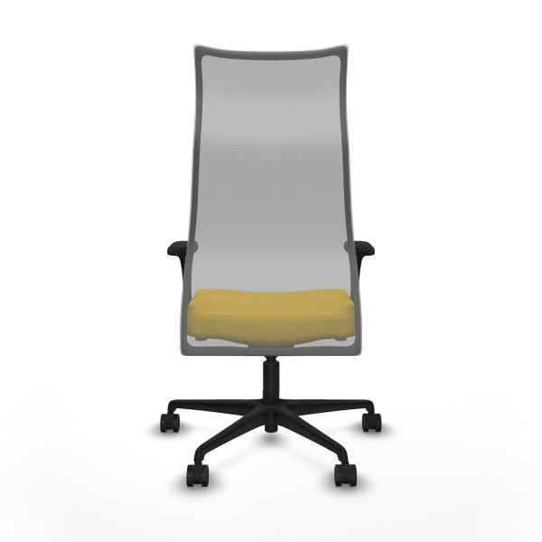 Albacete malla sincro malla gris similpiel amarillo brazos 1D base nailon ruedas 65 mm nailon