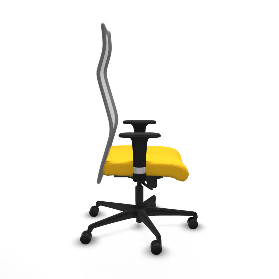 Albacete malla sincro malla gris similpiel amarillo brazos 1D base nailon ruedas 65 mm nailon