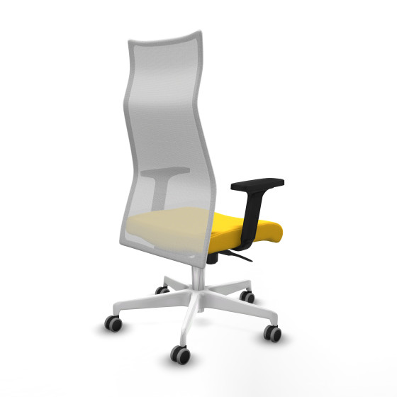 Albacete malla sincro malla blanca similpiel amarillo brazos 2D base blanca ruedas 65mm engomadas