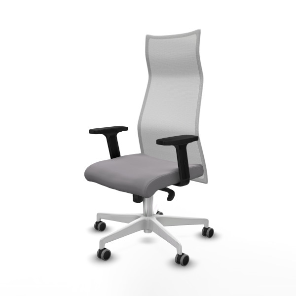 Albacete malla sincro malla blanca similpiel gris brazos 2D base blanca ruedas 65mm engomadas