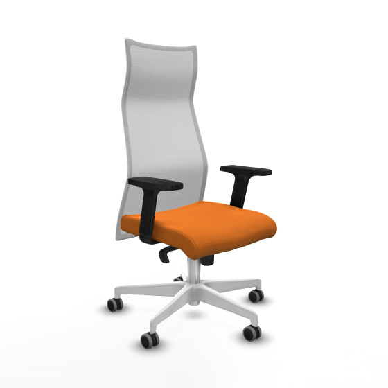Albacete malla sincro malla blanca similpiel naranja brazos 2D base blanca ruedas 65mm engomadas