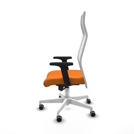 Albacete malla sincro malla blanca similpiel naranja brazos 2D base blanca ruedas 65mm engomadas