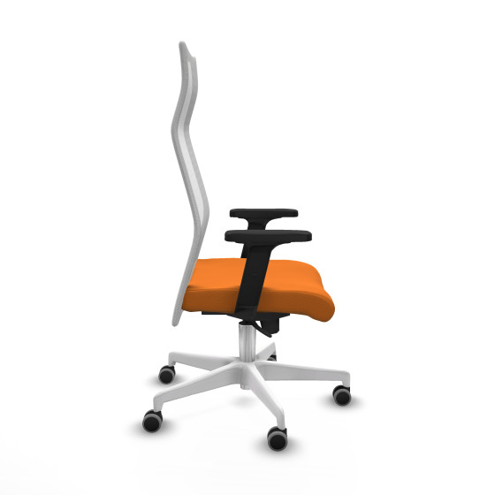 Albacete malla sincro malla blanca similpiel naranja brazos 2D base blanca ruedas 65mm engomadas