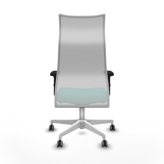 Albacete malla sincro malla blanca similpiel turquesa brazos 2D base blanca ruedas 65mm engomadas