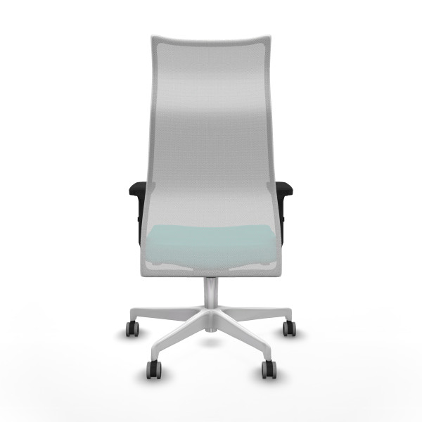 Albacete malla sincro malla blanca similpiel turquesa brazos 2D base blanca ruedas 65mm engomadas