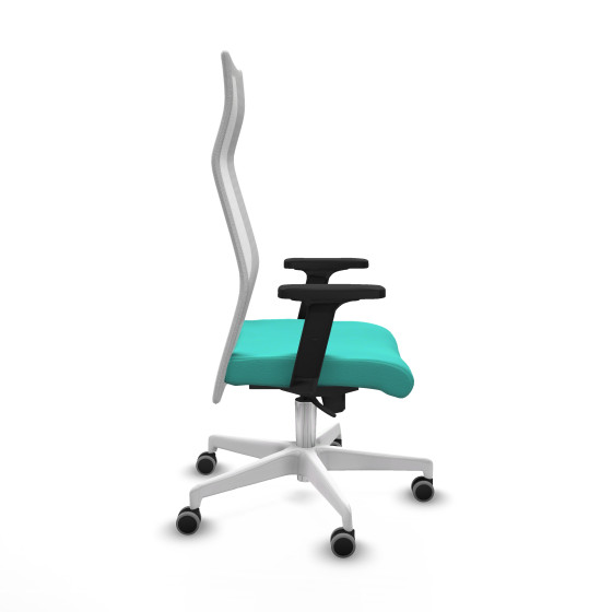 Albacete malla sincro malla blanca similpiel turquesa brazos 2D base blanca ruedas 65mm engomadas