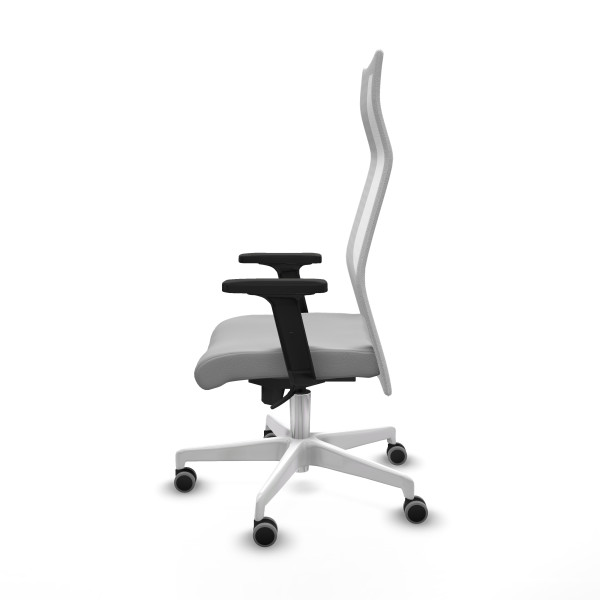 Albacete malla sincro malla blanca similpiel gris claro brazos 2D base blanca ruedas 65mm engomadas