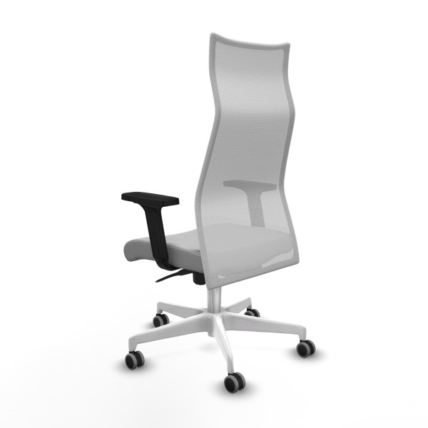Albacete malla sincro malla blanca similpiel gris claro brazos 2D base blanca ruedas 65mm engomadas