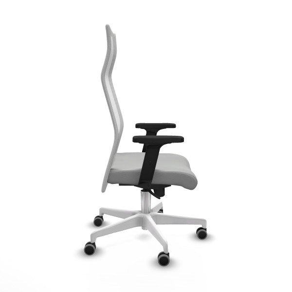 Albacete malla sincro malla blanca similpiel gris claro brazos 2D base blanca ruedas 65mm engomadas