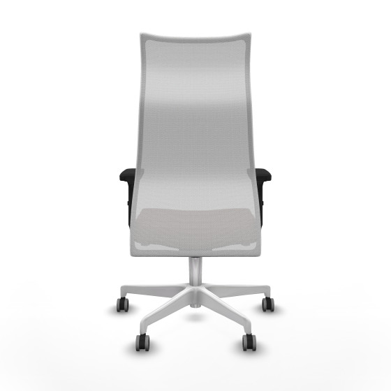 Albacete malla sincro malla blanca similpiel marrón oscuro brazos 2D base blanca ruedas 65mm engomadas