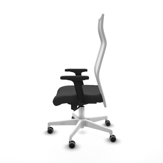 Albacete malla sincro malla blanca similpiel gris oscuro brazos 2D base blanca ruedas 65mm engomadas