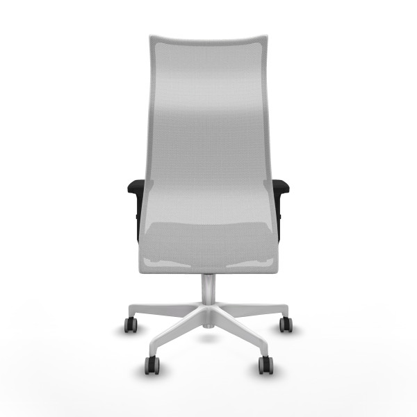 Albacete malla sincro malla blanca similpiel gris oscuro brazos 2D base blanca ruedas 65mm engomadas