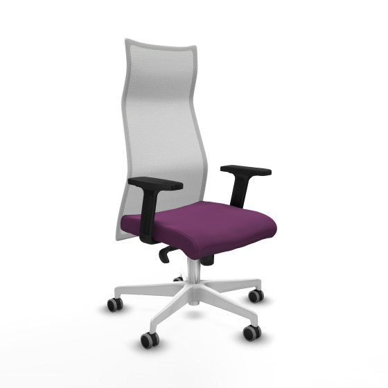 Albacete malla sincro malla blanca similpiel morado brazos 2D base blanca ruedas 65mm engomadas