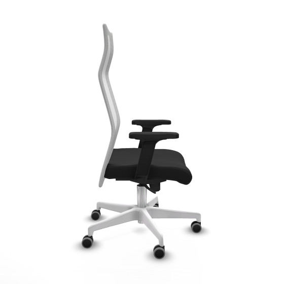 Albacete malla sincro malla blanca similpiel negro brazos 2D base blanca ruedas 65mm engomadas