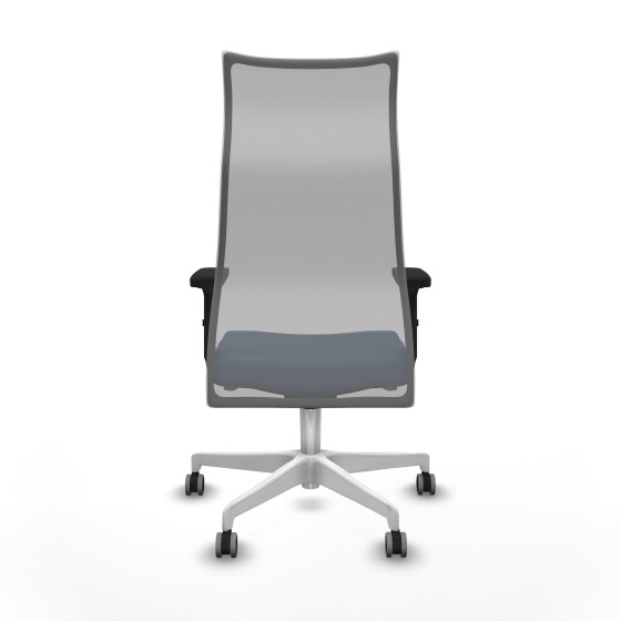Albacete malla sincro malla gris similpiel azul marino brazos 2D base blanca ruedas 65mm engomadas