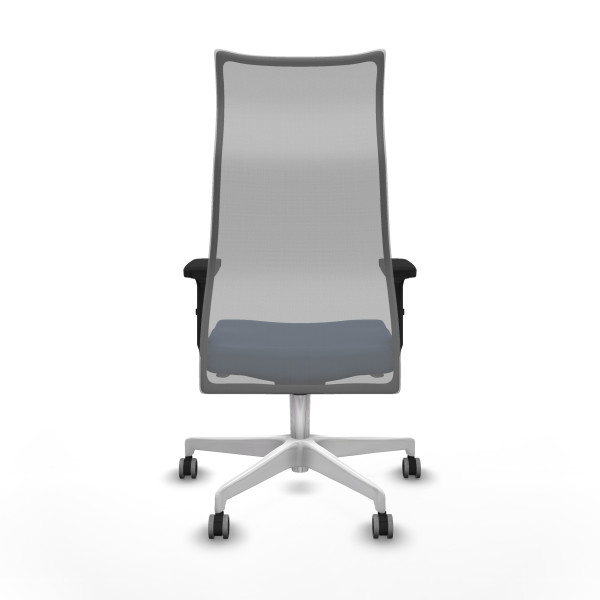 Albacete malla sincro malla gris similpiel azul marino brazos 2D base blanca ruedas 65mm engomadas