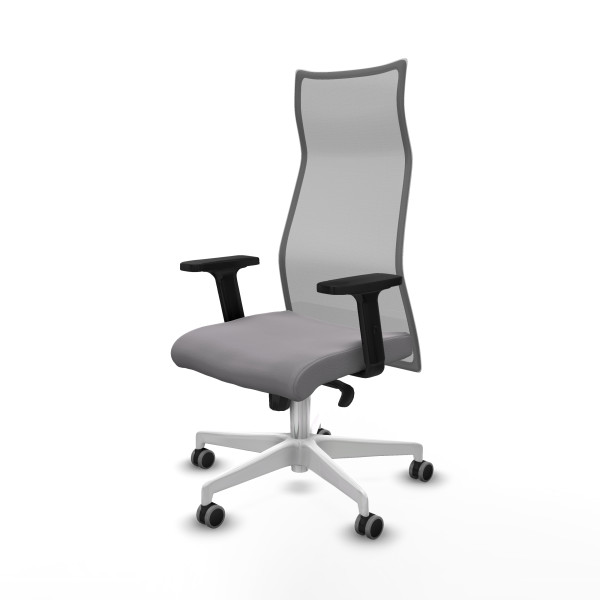 Albacete malla sincro malla gris similpiel gris brazos 2D base blanca ruedas 65mm engomadas