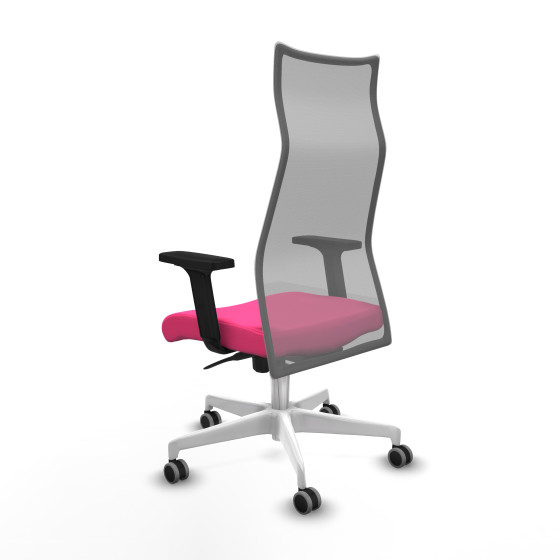 Albacete malla sincro malla gris similpiel rosa brazos 2D base blanca ruedas 65mm engomadas