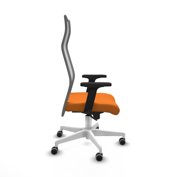 Albacete malla sincro malla gris similpiel naranja brazos 2D base blanca ruedas 65mm engomadas