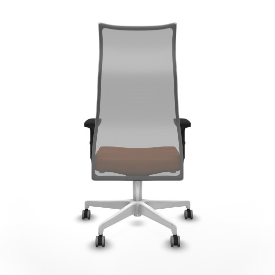 Albacete malla sincro malla gris similpiel marrón brazos 2D base blanca ruedas 65mm engomadas