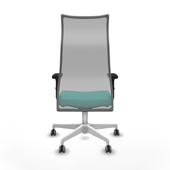 Albacete malla sincro malla gris similpiel turquesa brazos 2D base blanca ruedas 65mm engomadas